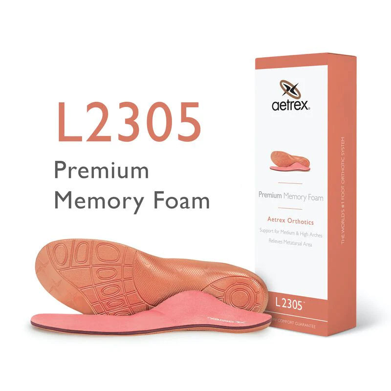 Aetrex L2305 - מדרס Premium Memory Foam לנשים עם תמיכה במטטרסל