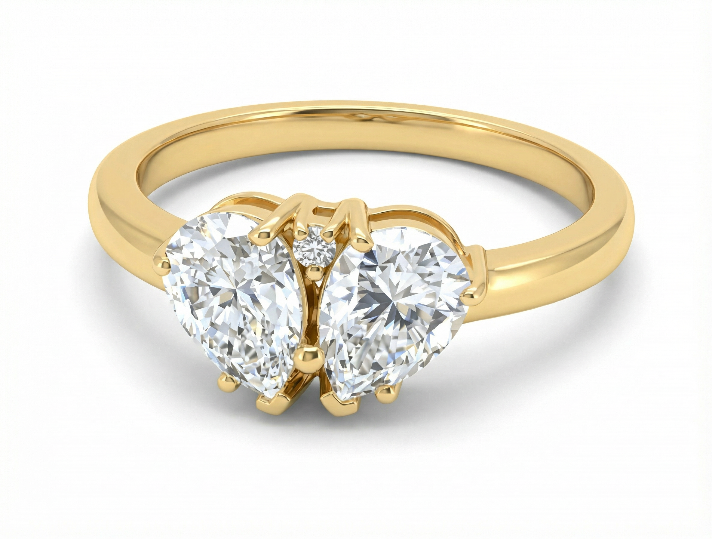 טבעת Hestia משובצת בשתי אבנים בחיתוך טיפה