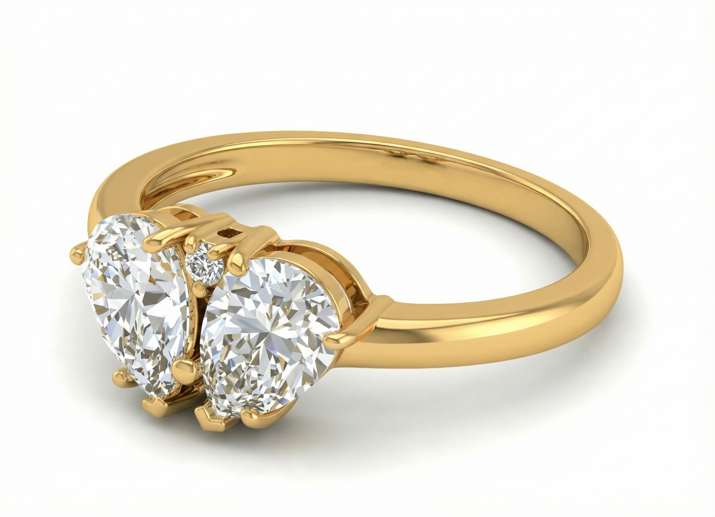 טבעת Hestia משובצת בשתי אבנים בחיתוך טיפה