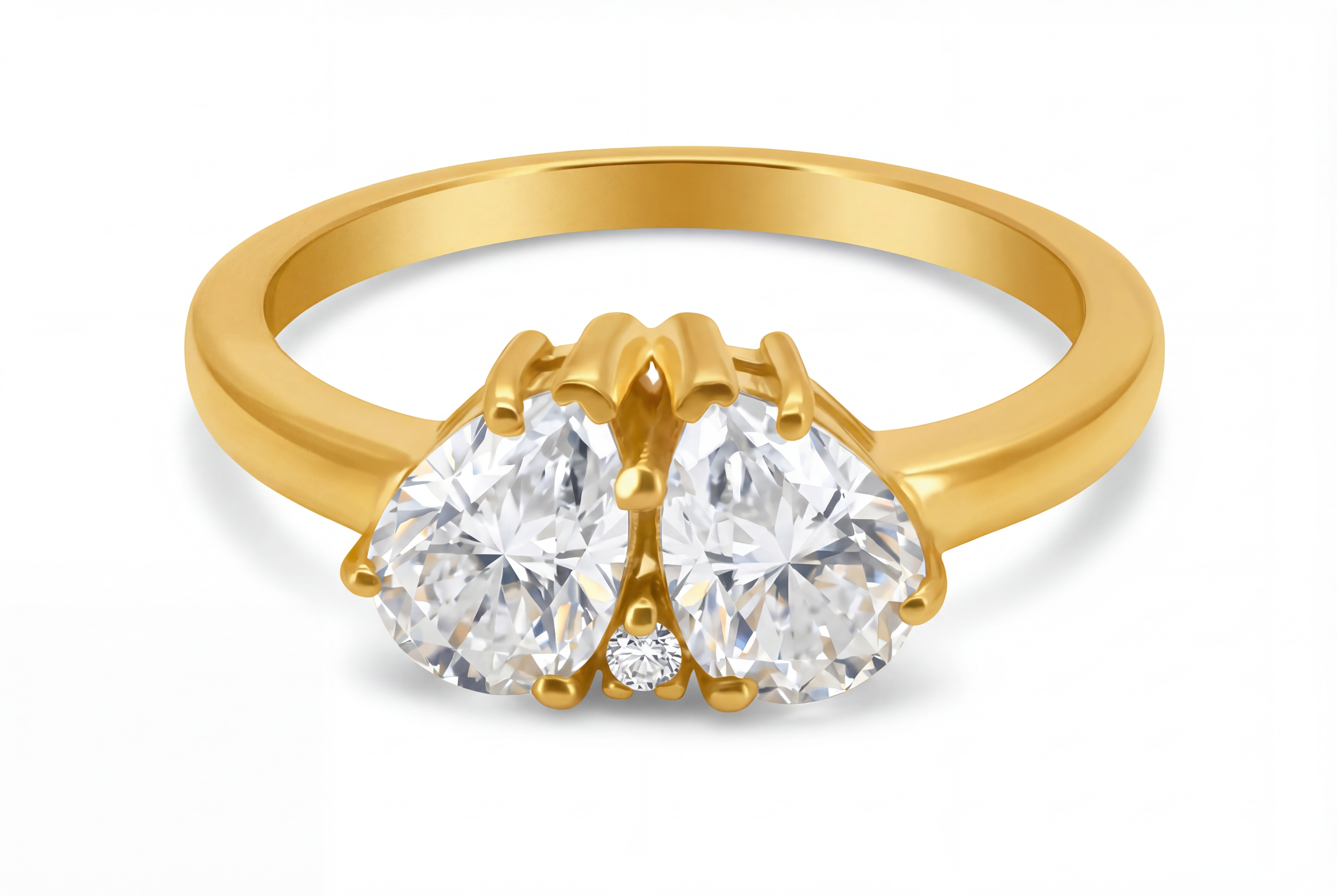 טבעת Hestia משובצת בשתי אבנים בחיתוך טיפה