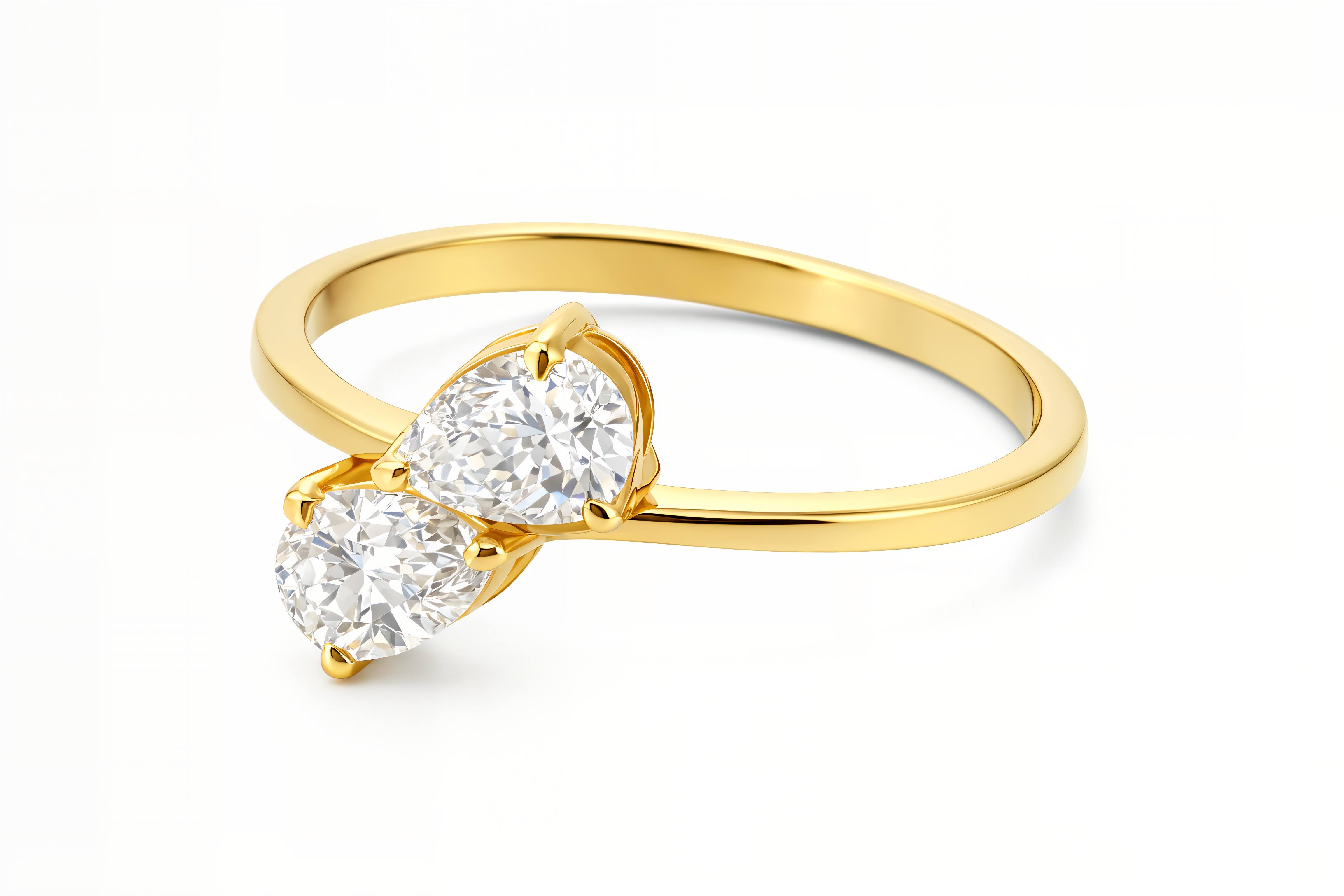 טבעת Apollo משובצת בשתי אבנים בחיתוך טיפה