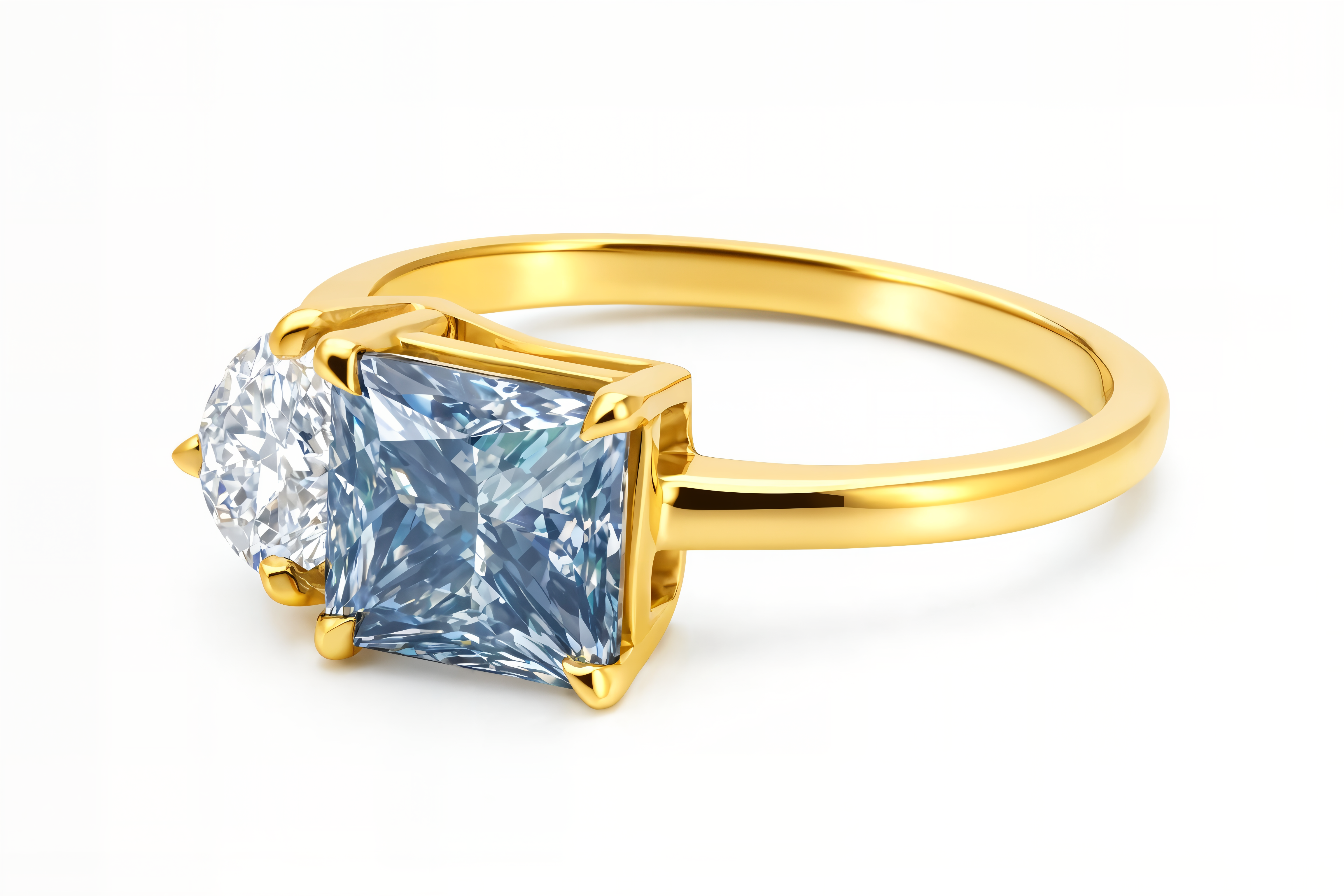 טבעת Hemera משובצת אבן לבנה בחיתוך מרקיז ואבן כחולה בחיתוך פרינסס