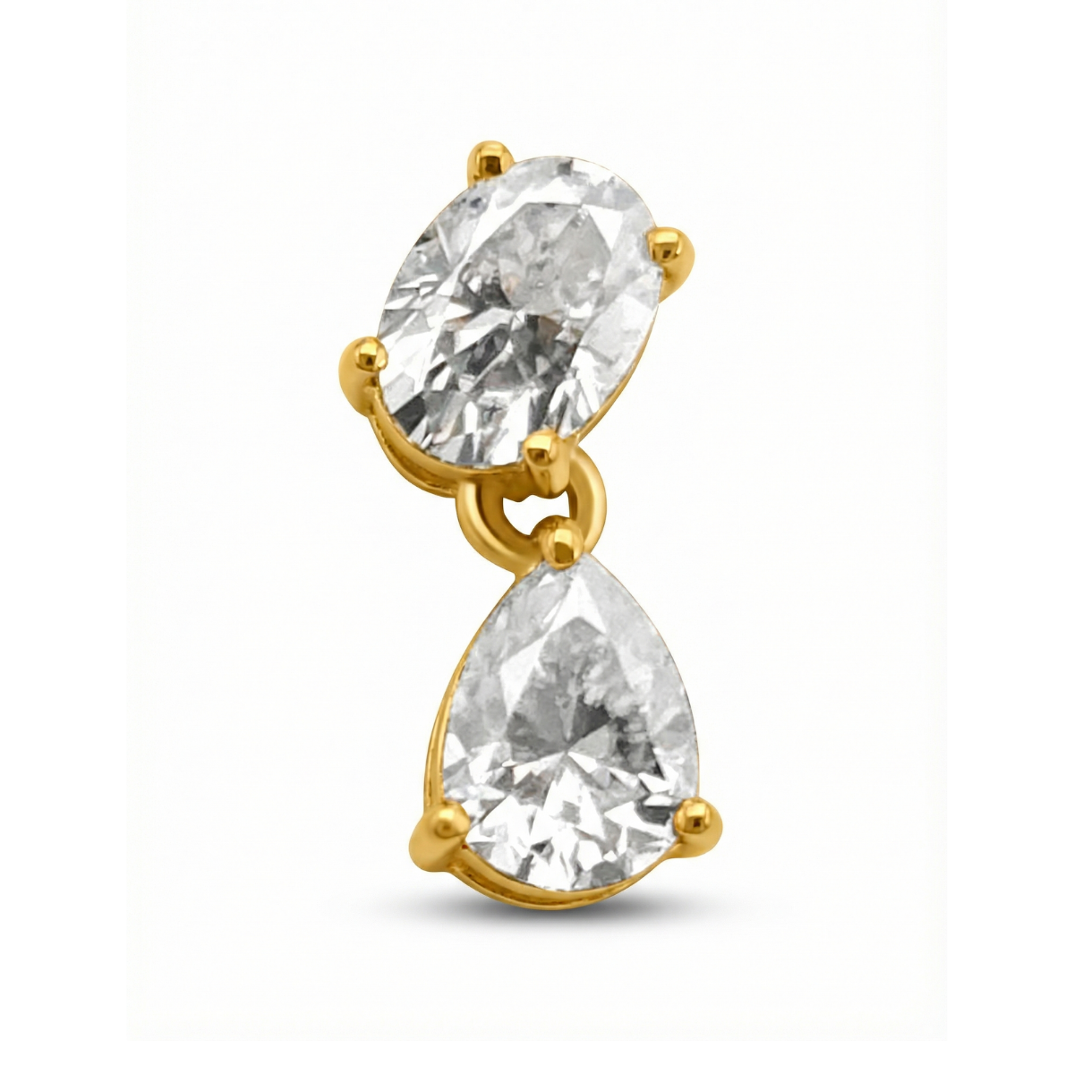 עגילי Theia משובצים בשתי אבנים בחיתוך טיפה ובחיתוך אובל