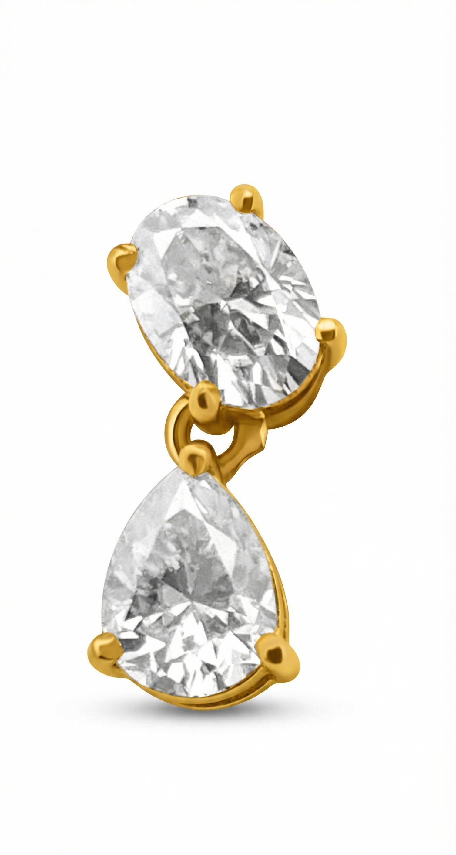 עגילי Theia משובצים בשתי אבנים בחיתוך טיפה ובחיתוך אובל