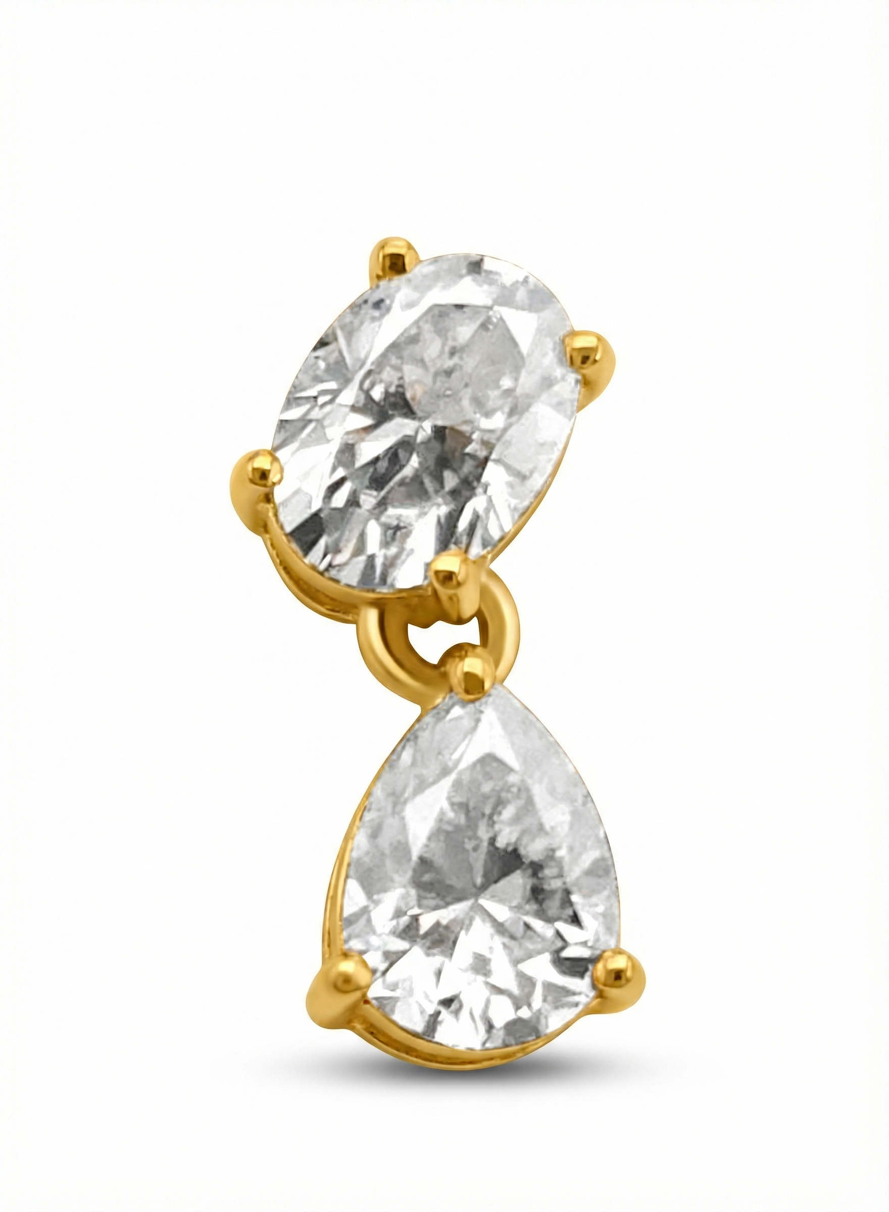 עגילי Theia משובצים בשתי אבנים בחיתוך טיפה ובחיתוך אובל