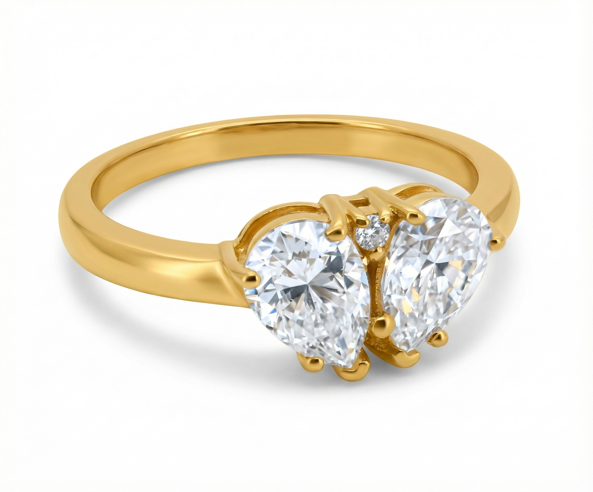 טבעת Hestia משובצת בשתי אבנים בחיתוך טיפה