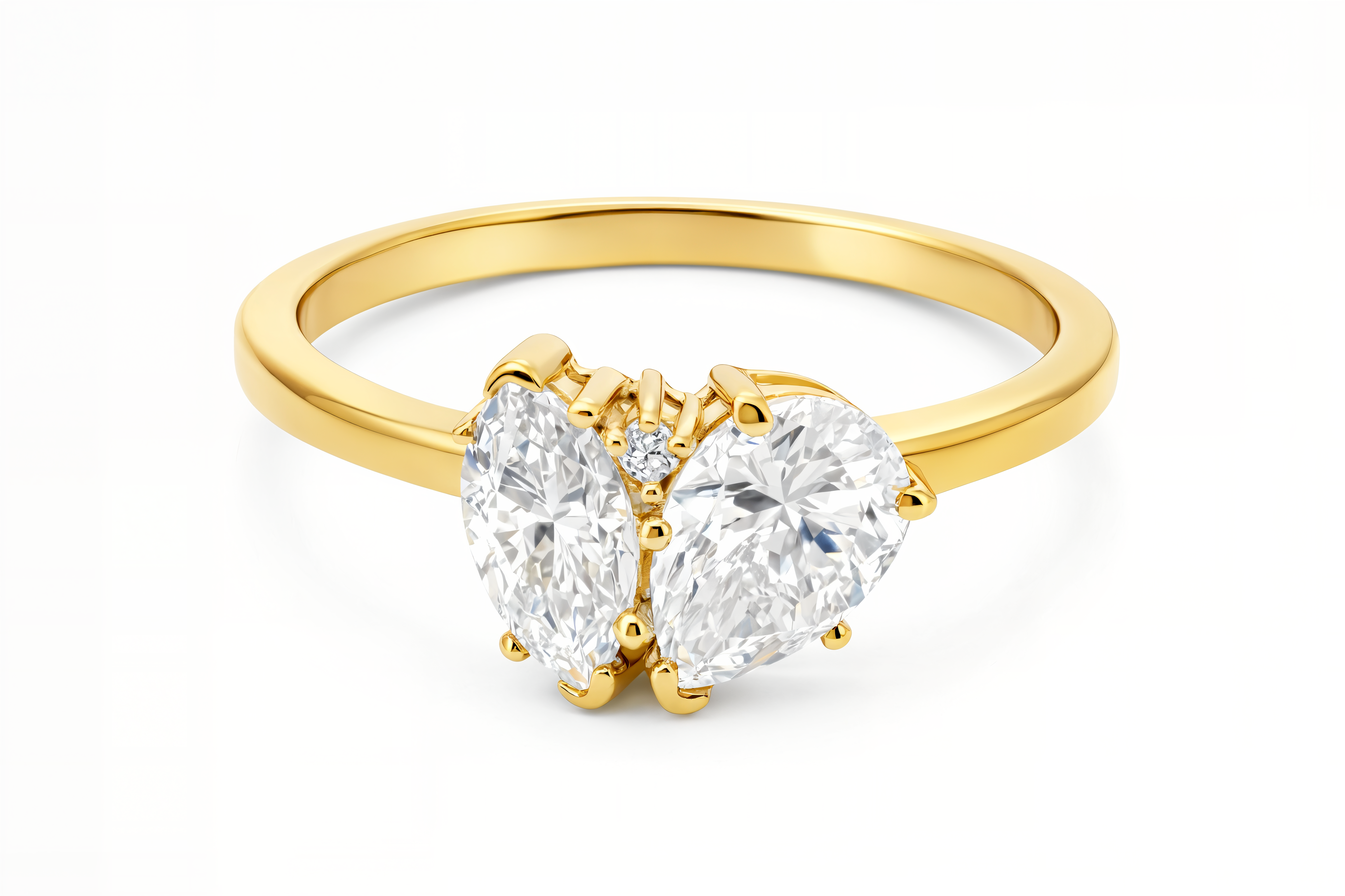 טבעת Athena משובצת שתי אבנים בחיתוך מרקיז ובחיתוך טיפה